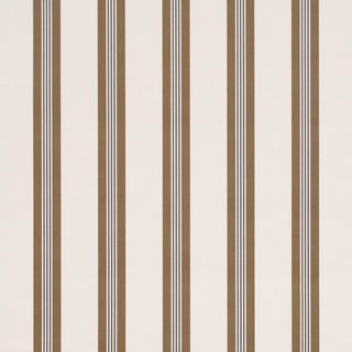 Sample - Schumacher Chatham Stripe Wallcovering In Umber For Sale