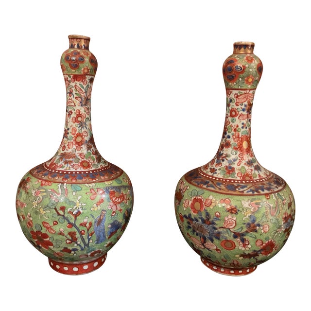 Early 19th Century “Like Pair of Chinese Export Clobbered Vases For Sale