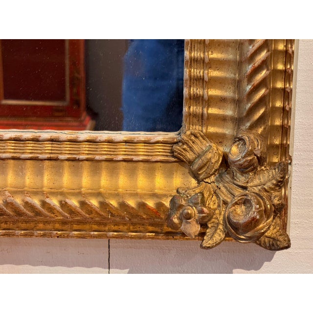 Louis XVI Giltwood Mirror With Floral Corners For Sale - Image 4 of 6