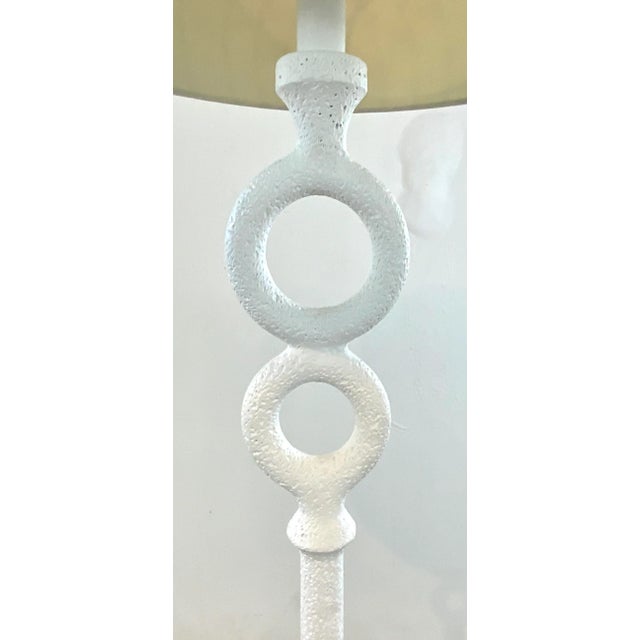 Modern Modern White Hammered Metal Two Ring Floor Lamp For Sale - Image 3 of 4