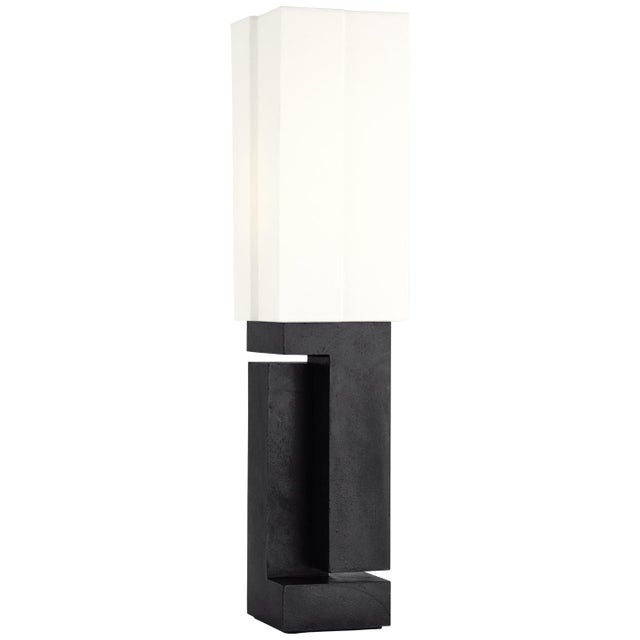 Modern Kelly Wearstler by Visual Comfort Signature Nucleo 27" Table Lamp in Museum Black with Linen Shade For Sale - Image 3 of 3