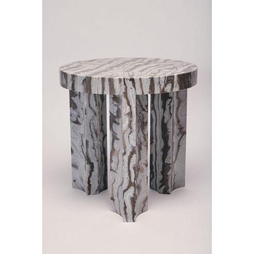 Bamboo and Marble Carrara Side Table Inlay by Reda Amalou Design For Sale - Image 6 of 8