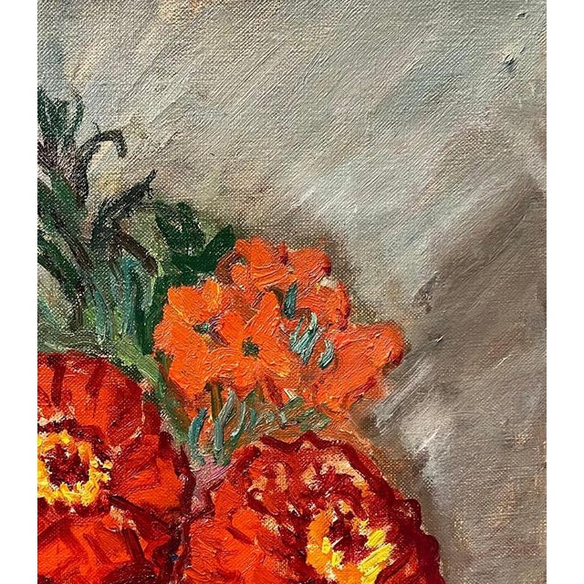 Stéphanie Caroline Guerzoni, Verbena Flowers, Oil on Canvas, 1960s For Sale - Image 7 of 10