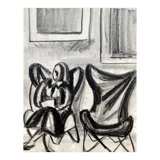 1950s Butterfly Chair Figure Drawing by Virginia Spencer For Sale