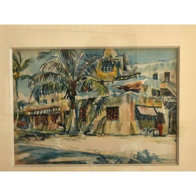Set of 2 Vintage F. Richardson Murray Coral Gables House Portrait Watercolor Paintings, Framed For Sale - Image 4 of 11