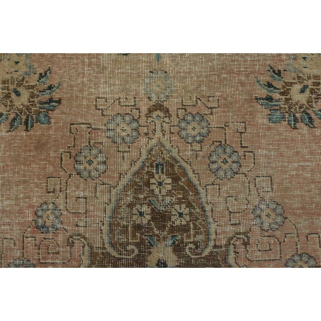 Tabriz Rug 9’6” X 12’4” Pink Wool Vintage Distressed Hand-Knotted Carpet For Sale - Image 10 of 15