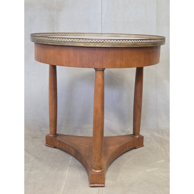 Antique 1930s French Empire or Art Deco Cherry Guéridon Table With Black Marble For Sale - Image 4 of 13
