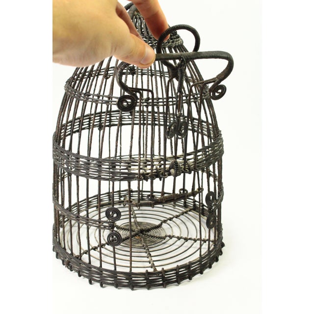 Metal 19th C. Victorian Round Beehive Shaped Wire Bird Cage For Sale - Image 7 of 14