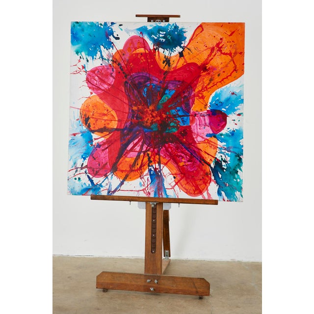 Dramatic abstract oil on canvas painting by Gladys Regier-Vaughan (American 1923-1987). Vaughan was a New York stage...