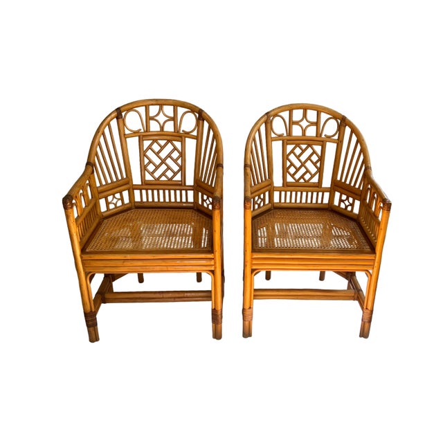 Mid 20th Century Pair of Brighton Pavilion Style Bamboo Side Chairs For Sale - Image 5 of 9