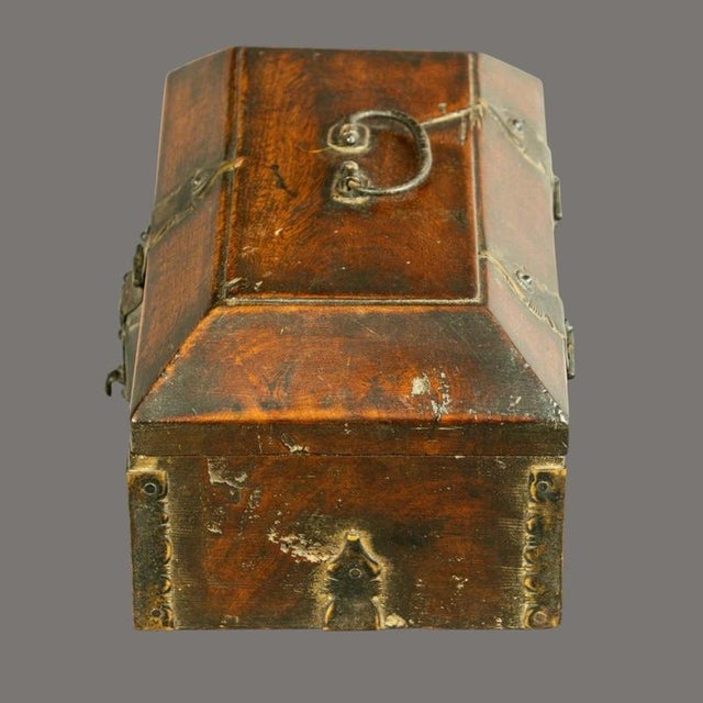 19th Century South Indian Teak & Brass Travelling Document Box For Sale - Image 4 of 7