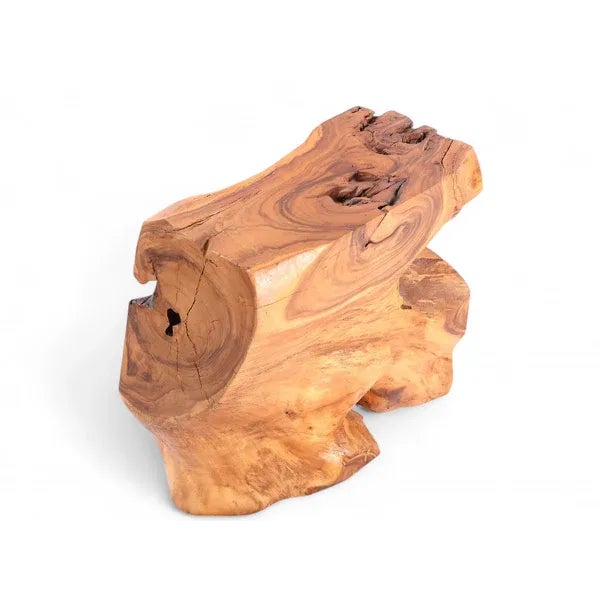 Brown Natural Sculptured Block Console Table, 31" Inch Long For Sale - Image 8 of 9