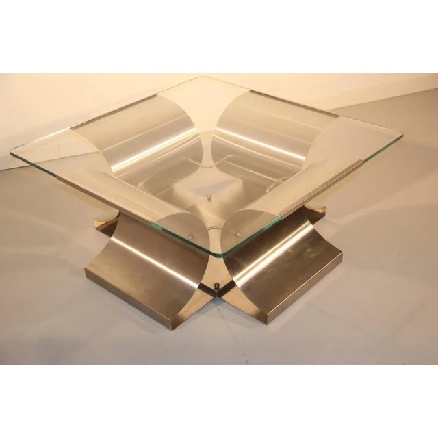 French Steel & Glass Coffee Table by Francois Monnet, 1970 For Sale - Image 11 of 11