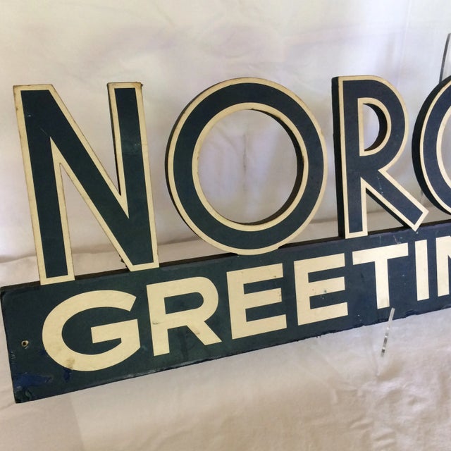 White Vintage "Norcross Greeting Cards" Advertising Display Sign For Sale - Image 8 of 11