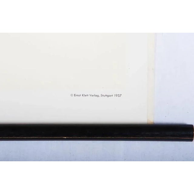 This vintage wall chart depicting a particle accelerator was printed by Ernst Klett Verlag in 1957. The colorful print on...