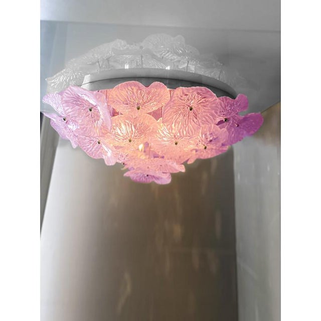 Floreal Pink Murano Glass Flush Mount by Simoeng For Sale - Image 6 of 7