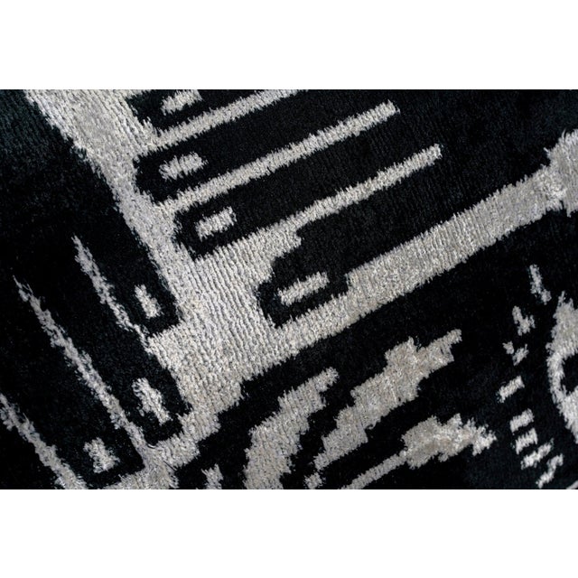 Textile Handmade Velvet Throw Pillow With Black and White Abstract Eye Design & Down Feather Insert For Sale - Image 7 of 8