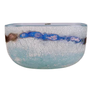 Mid-20th Century Modern Italian Frosted Murano Glass Decorative Scavo Bowl by Alfredo Barbini