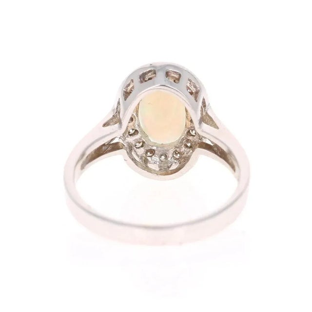 1.48 Carat Oval Cut Opal Diamond White Gold Cocktail Ring, size 7 For Sale - Image 4 of 5