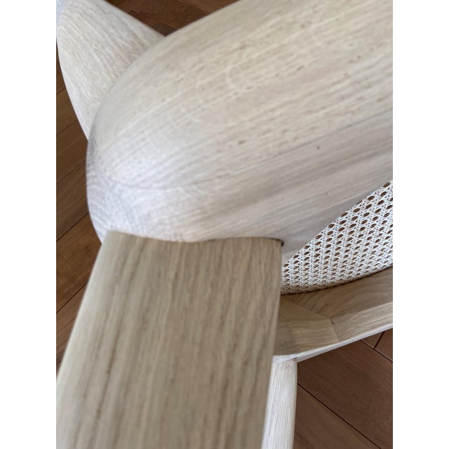 BassamFellows Armless Brutus Chair - Raw Oak & Double Caned, Italian Hand-Crafted Accent/Desk Chair For Sale - Image 10 of 11