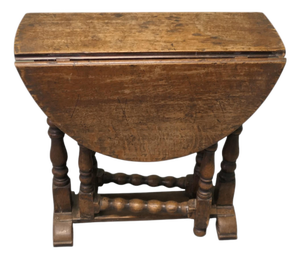Small Georgian Oak Gate Leg Table the Table Has a Oak Top with Turned Leg, 1800