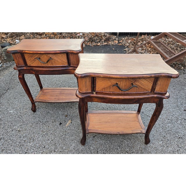 1980s Vintage Pair of Rustic Palecek Style Rattan End Tables For Sale - Image 12 of 13