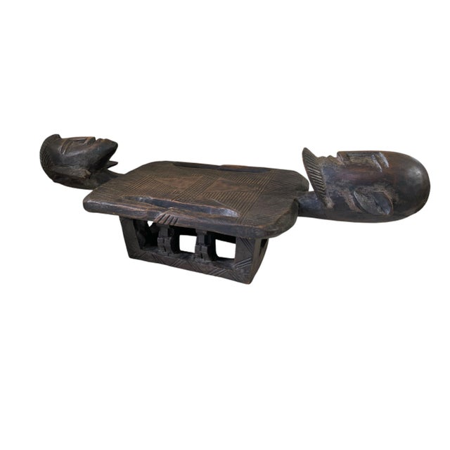 Wood African Tribal Baule /Senufo Figural Stool 31.5" W For Sale - Image 7 of 7