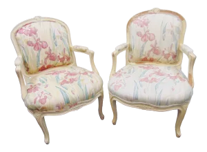 Louis XV Style Upholstered Armchairs - a Pair