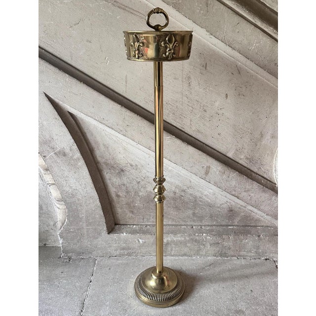 Bronze Vintage French Fleur-De-Lis Brass Standing Ashtray, Heavy & Ornate, 1960s From the Loire Valley For Sale - Image 9 of 9