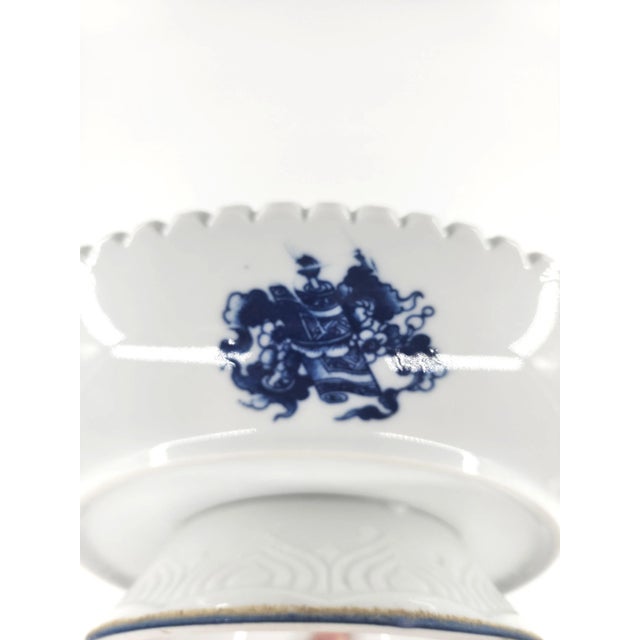 Late 20th Century Hand-Painted Bat Trang Blue & White Porcelain Pedestal Serving Dish With Dragon Motif For Sale - Image 12 of 13