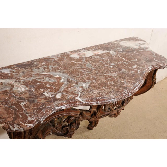 Wood 18th Century French Rococo Serpentine Console For Sale - Image 7 of 11