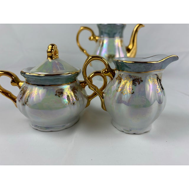 Vintage Yusui Porcelain 24k Gold Trim Lusterware Coffee Service, 15 Pcs. For Sale - Image 11 of 11