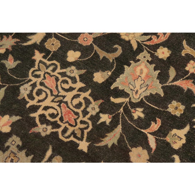 Boho Chic Floral Charcoal/Green Wool Rug - 8'11'' X 11'9'' For Sale - Image 4 of 10