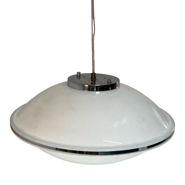 Late 20th Century Vintage Space Age Italian Pendant Lamp in White Acrylic, 1970s For Sale - Image 5 of 11
