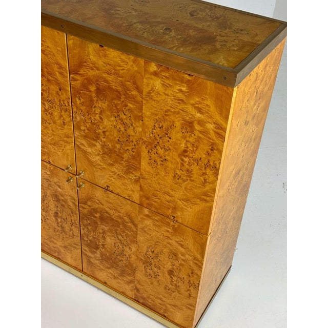 Exclusive Lacquered Burlwood and Brass Bar Cabinet, 1970s For Sale - Image 12 of 15