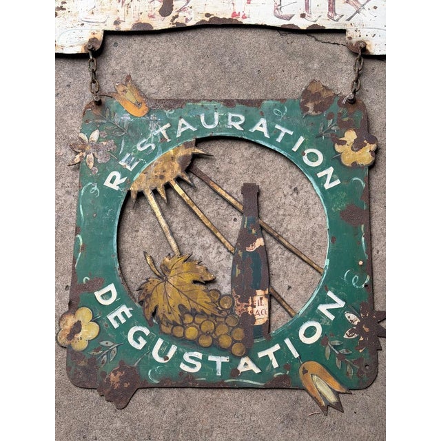 1930s French Iron Restaurant Sign, Vintage Bistro Café Advertising For Sale - Image 9 of 9