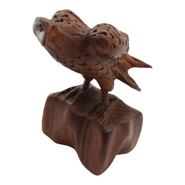 1970s Bohemian Traditional Farmhouse Hand Carved Wood Eagle For Sale