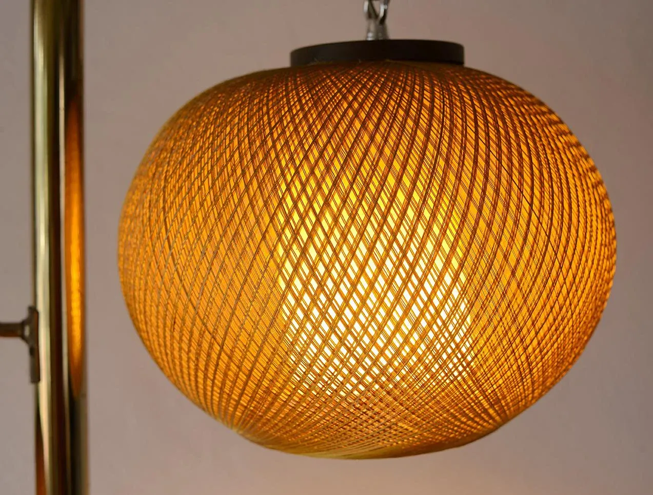 1950s Mid-Century Modern Spun Gold Fiberglass Floor Lamp | Chairish