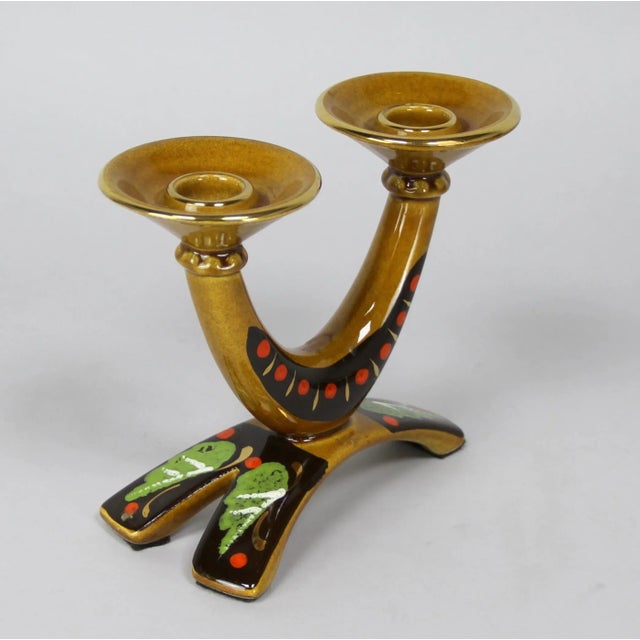Hand-Decorated Curved Candleholder, 1960s For Sale - Image 4 of 5