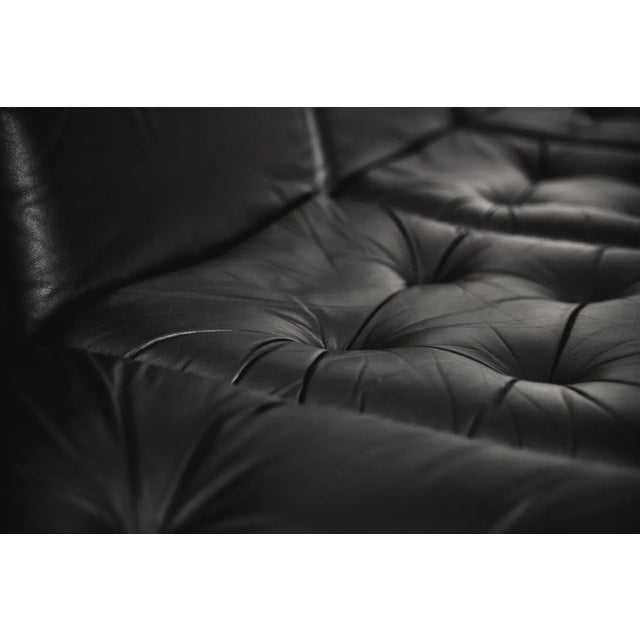 Black Minimalist German Leather & Chrome Modular Sofa from Klöber, 1980s, Set of 4 For Sale - Image 8 of 18