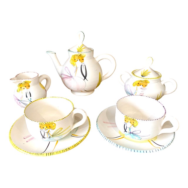 Coffee Duo Service from Cerenne Workshop, Vallauris, 1955 For Sale