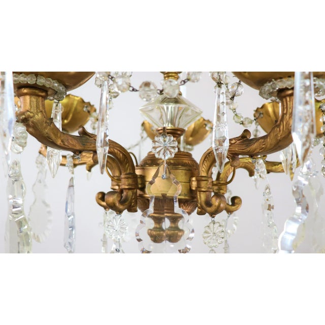 Vintage Maison Jansen Gilt Brass and Crystal Chandelier For Sale - Image 9 of 13