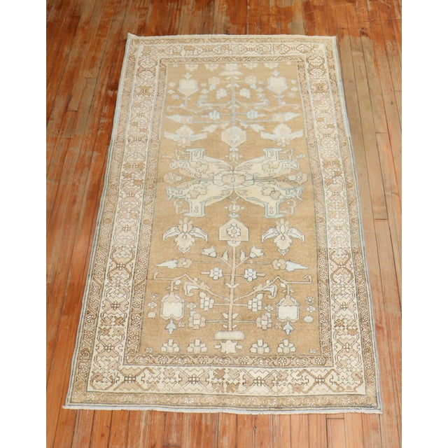 Mid 20th Century Mid 20th Century Light Brown Persian Runner - 3'5" x 6'5" For Sale - Image 5 of 5
