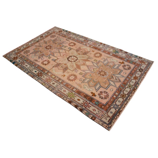 1960s Distressed Turkish Rug Hand Knotted Vintage Oushak Area Rug - 4′ × 6′10″ For Sale - Image 5 of 13