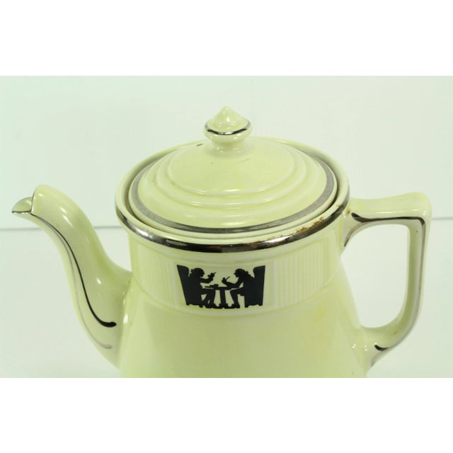 1930's Hall's Silhouette 8 Cups Medallion Coffee Pot, Tavern Scene For Sale In Houston - Image 6 of 13