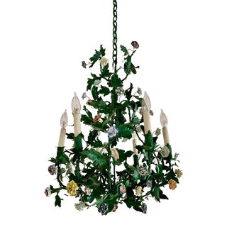 Mid-Century Italian Tole Chandelier For Sale