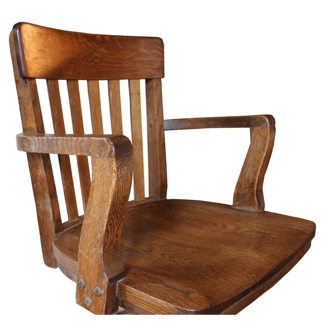 Reclining Swivel Oak Desk Chair Chairish