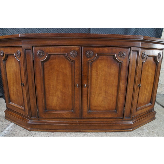 Brown 1970s White Furniture Italian Provincial Neoclassical Style Walnut Buffet Sideboard For Sale - Image 8 of 13