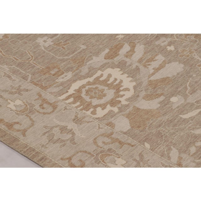 Modern Rug & Kilim’s Oushak-Inspired Rug in Beige and Cream Floral Patterns For Sale - Image 3 of 8