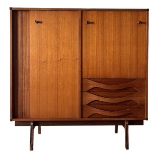 Italian Highboard in Teak with Sliding Doors from Dassi, 1960s For Sale
